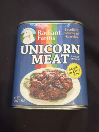 ThinkGEEK NEW Radiant Farms Canned Unicorn Meat Novelty Gag Gift Discontinued