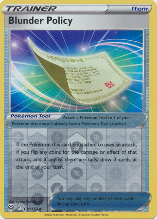 BLUNDER POLICY 131/172 BRILLIANT STARS POKEMON (REVERSE HOLO, NM)