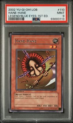 hasan yugioh card PSA 9 - Yu-Gi-Oh Card - LOB-110 - HANE-HANE (rare) *1st Edition* - MINT