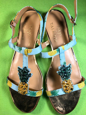 Talbots RSVP Jeweled Pineapple T Strap Sandals Size 7 1/2 New