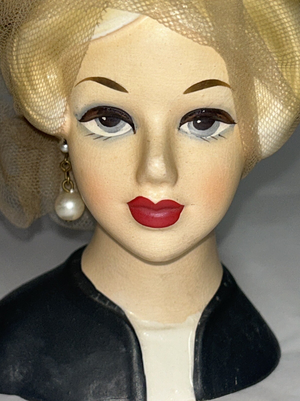 Vintage Lady Head Vase with Black Bow Japan eBay