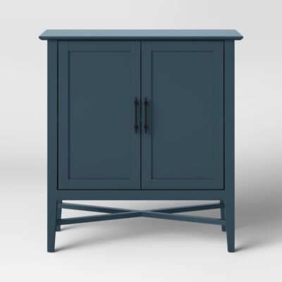 Elloree Storage Cabinet Navy 32'' Painted Pine Frame Double Doors