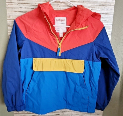 Cat & Jack Boy's Size Small (6/7) Multi Color Anorak Jacket Blue
