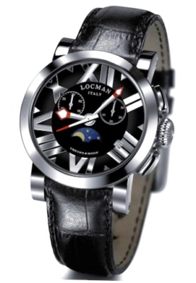Locman Toscano CHRONO \u0026 MOON Orologio In Pelle Nero Con Fasi Lunari e  Cronografo | eBay