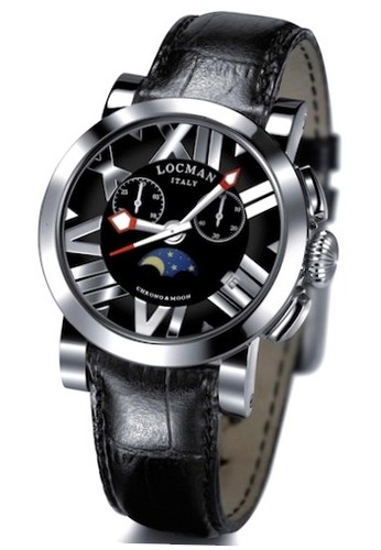 LOCMAN Toscano Chrono \u0026 Moon Black Leather Watch with Moon Phases and  Chronograph | eBay