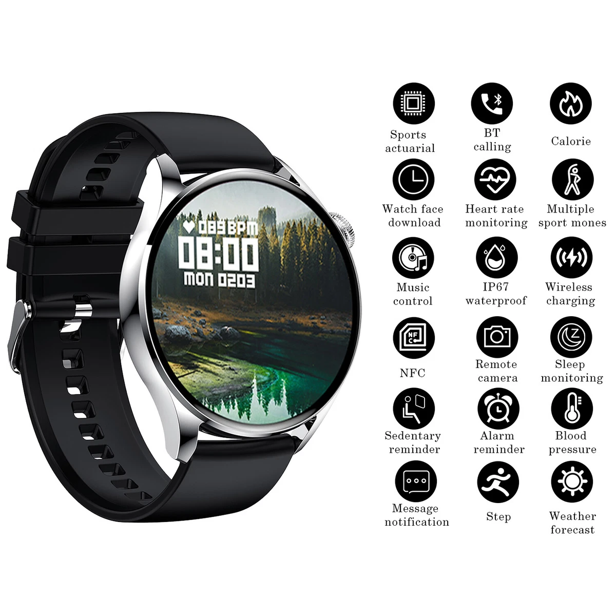 Smart Watch for Men Waterproof Smartwatch Tracker Bluetooth iPhone