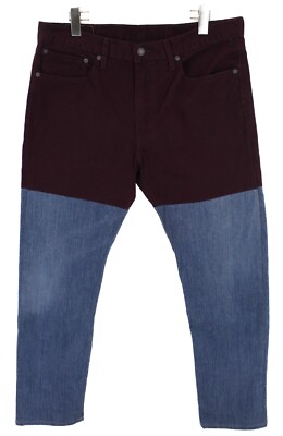 Levi's 502 Men's Jeans W36 L30 Refurbished Blue Burgundy Regular Fit Faded