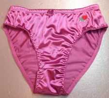 Women Panties Bikinis GRACE Size XL. Violet Nylon Satin W/Decoration Elastic