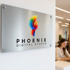 Wall Sign for Office, Business, Reception Hotel Wall Mount Brushed Silver Metal