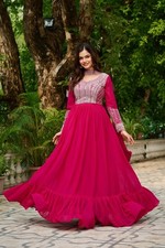 Latest Party Wear Star Georgette Gown With Simple Dupatta For Women