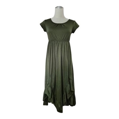 Mia Joy Olive Green Handkerchief Hem Maxi Dress Boho Fairycore Cottagecore 7
