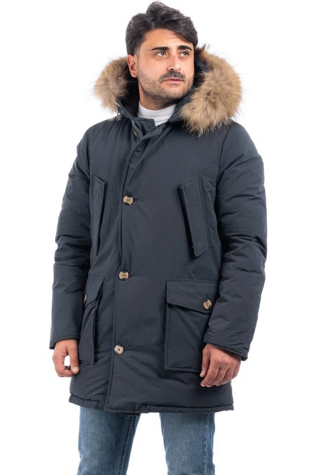 Parka Uomo Eskimo Neve Imbottito Cappuccio Giubbotto Invernale Piumino VEQUE