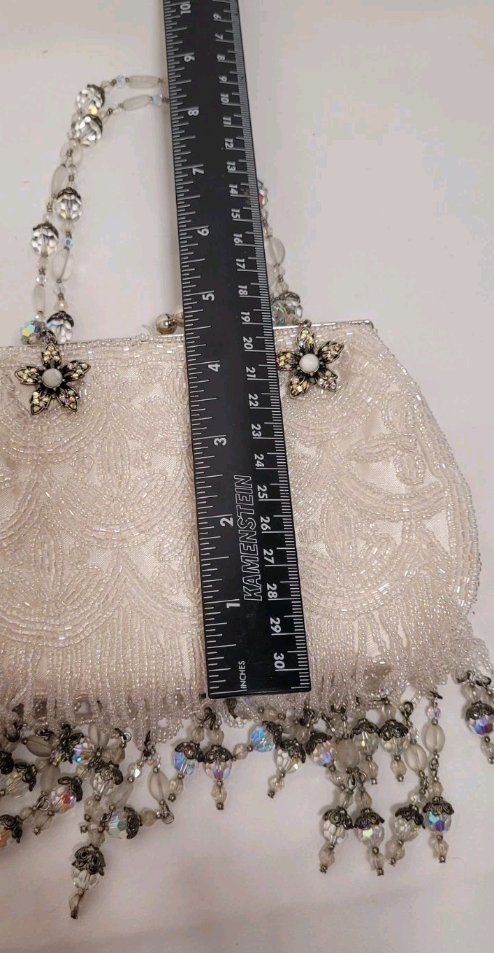 Todd Anthony White Beaded Evening Bag - Clutch Purse Handbag Wedding Bride