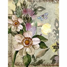 Floral Postcard #5 | A4 Mulberry Rice Paper | Paper for Decoupage