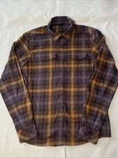 Arc'teryx Lightweight Plaid Flannel Shirt Women Large Brown Purple Hike Outdoors