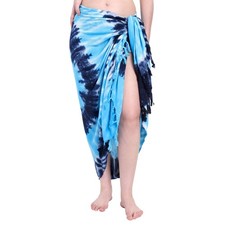 Hawaiian Pareo Sarong Blue Bikini Cover Up Luau Beach Pool Cruise Wrap Dress