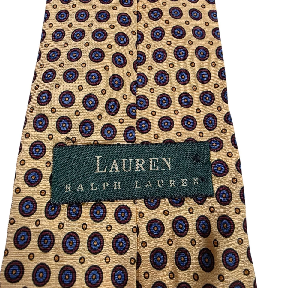 Lauren Ralph Lauren Corbata de Seda Amarillo Azul Floral Hombre Formal Traje de Negocios Foto 2 de 4