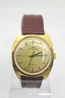 Vintage Timex Gold Tone WR Leather Band Automatic Analog 35mm Wrist Watch