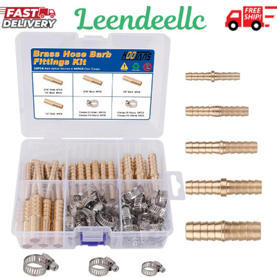 32PCS Brass Hose Barb Fittings Barb Splicer Mender Hose Fittings Kit 3/16'' 1/4''