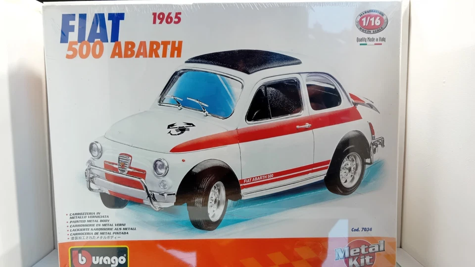 Bburago Burago 1:16 Metal Kit Fiat 500 Abarth 1965 Sealed Box Rare - Photo 4/4