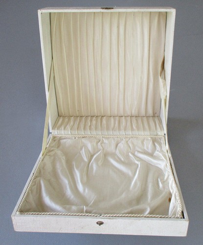 BEST Antique 19thC BRIDAL Millinery LINEN Roses Spun Cotton SATIN + LACE w Case - Picture 11 of 16