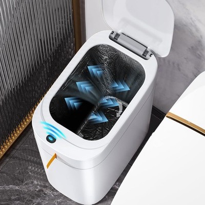 MOPUP Bathroom Trash Can, Automatic Bagging Garbage Can, 3.5 Gallon Slim Smart S