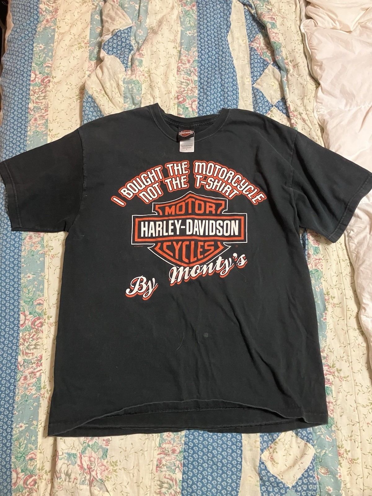 Harley-Davidson Men's 1998 Vintage T Shirt Monty’s Cycle Shop Size XL Black