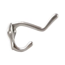 GRAINGER APPROVED 1XNE9 PK 5 Coat Hook, Silver, Zinc, 2 13/16 in D 1XNE9