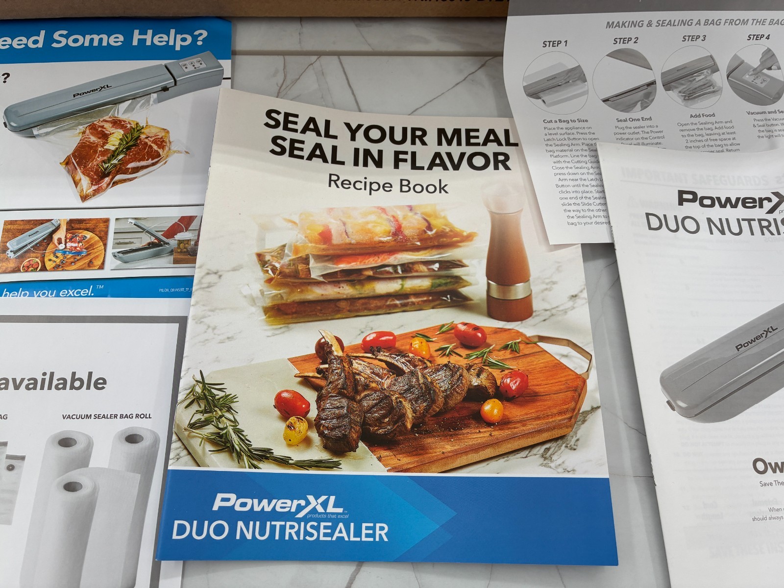 PowerXL Duo NutriSealer Food Vacuum Sealer With Bags Model VS2 Mint Open Box Red