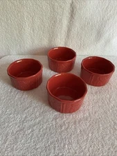 Set of 4 BIA Red Ramekins Crème Brûlée, Dessert,Fruit Bowl, Mini Dish. Christmas