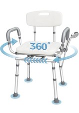 Swivel Shower Chair with Arms and Back, 400 lbs Heavy Duty Shower Seat for In...