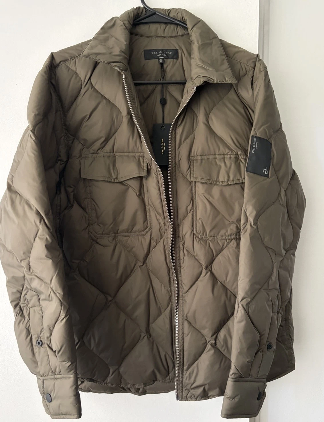 Rag & Bone DANE Quilted Jacket Zip Up Puffer Gravel MEDIUM $498 image 1