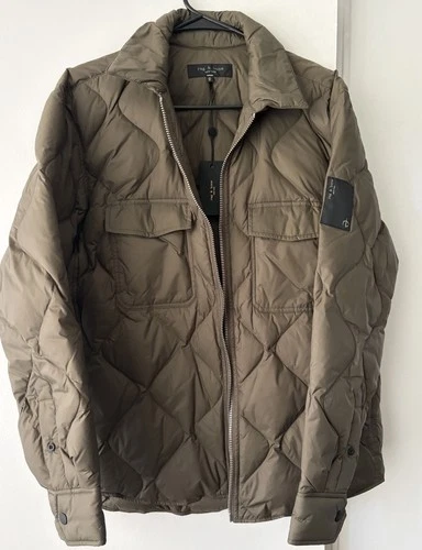 Rag & Bone DANE Quilted Jacket Zip Up Puffer Gravel MEDIUM $498 video thumbnail