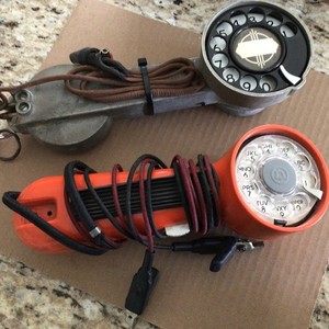 2 Field Lineman Test Phones With Rotary Dial - One Bakelite + 1 Metal