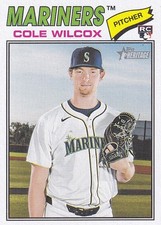 2026 TOPPS HERITAGE BASEBALL ROOKIE CARD # 155 - COLE WILCOX- SEATTLE MARINERS. rookie card picture