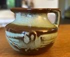 Frankoma 555 Eagle Mini Pitcher Green & Brown 2½" Tall * Excellent Condition