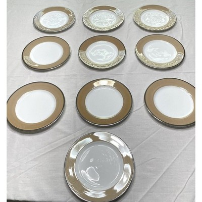 ten strawberry street beige white  7 3/4 '' glazed salad plates lot of 10