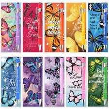 30 Sets Christian Bible Verse Pens Gifts Bulk Pens with Butterfly Bookmarks R...