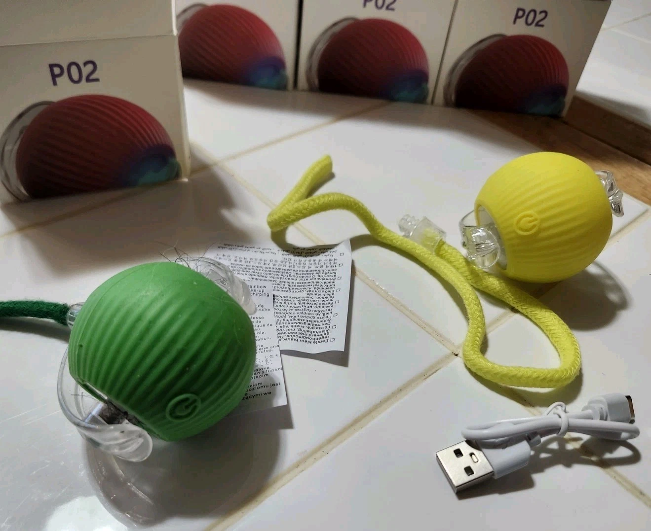Cat Toys, (LOT OF 8) Interactive Chase Balls with Tail **(New In Boxes)**
