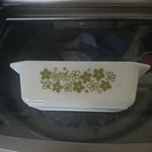 Vintage Pyrex #913 Spring Blossom Crazy Daisy Bread Loaf 8 Pan Green 8.5”x4.5”x3