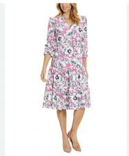 Jude Connally Dress Womens Large Pink Maggie Perennial Garden Peony Made USA NWT