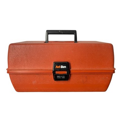 Vintage Art Bin Model 8399 Orange Art Supply Box USA Made Craft Storage Case