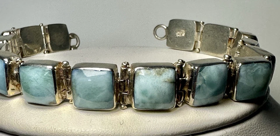 Echter Larimar Rechteck Armband aus 925er Silber - Bild 3 von 4