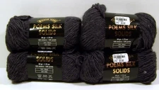Wisdom Yarns Poems Silk Solid Black #701 Dark Gray 75% Wool 25% Silk  4 LOT  NEW