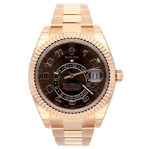 Rolex Sky-Dweller 42mm Everose Gold Mens Oyster Bracelet Watch 326935-0003