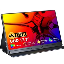 UPERFECT 17.3" 3840x2160 USB C Monitor 4K Portable Monitor Display HDMI Gaming