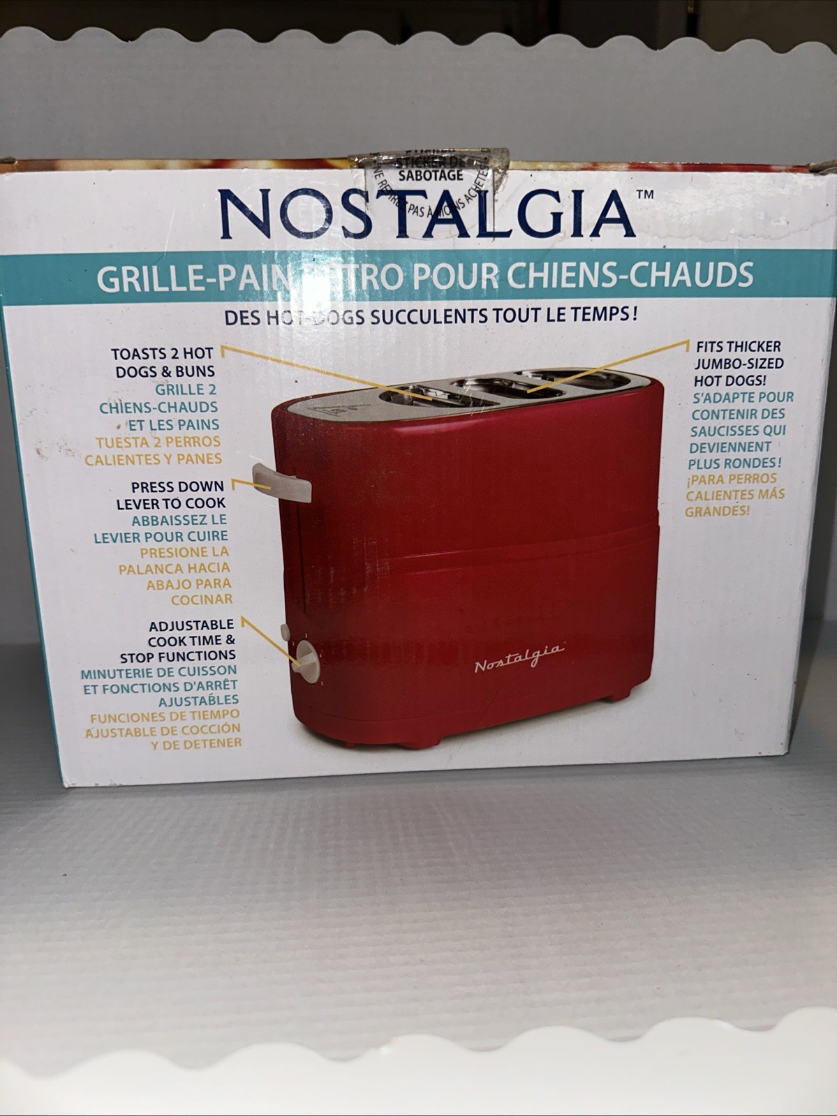 HDT600RETRORED Nostalgia Retro Pop-Up Hot Dog Toaster Oven Red New In Box