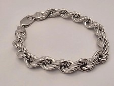 925 Sterling Silver Rope Chain Bracelet 8 Inch 8mm Twisted Links 17.7g