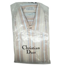 Christian Dior Vintage Striped Collar Long Sleeve Button Up Shirt NOS Bag size32