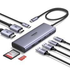 UGREEN 9-in-1 USB C Docking Station, Dual Monitor 4K 60Hz, USB C Hub with 2xHDMI